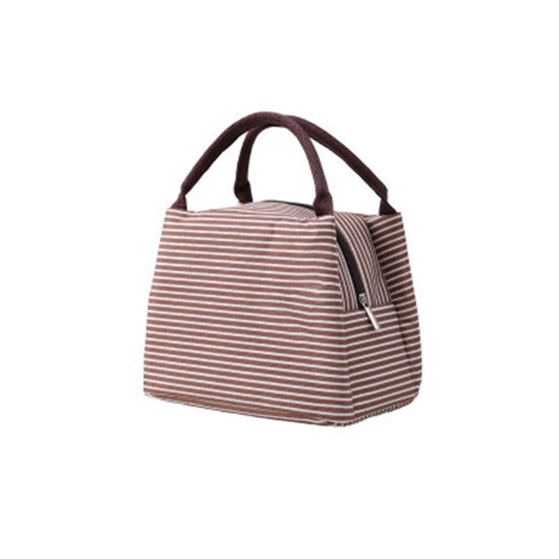 Factory Direct Portable Aluminum Foil Lunch Box Bag Lunch Bag Insulation Bag Picnic Anti-fouling Striped Insulation Lunch Bag