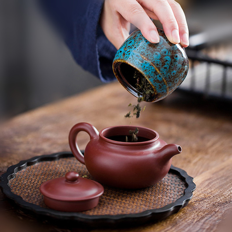 Ceramic Kiln Small Tea Cans Retro Household Storage Tank Moisture-Proof Medicine Cans Home Travel Portable Set Color Cans