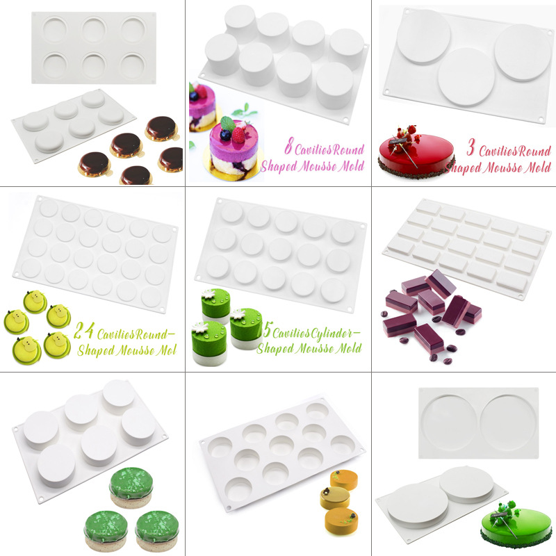 A variety of cylindrical silicone mold rectangular mousse cake mold baking utensils handmade soap candle mold stuffing mold
