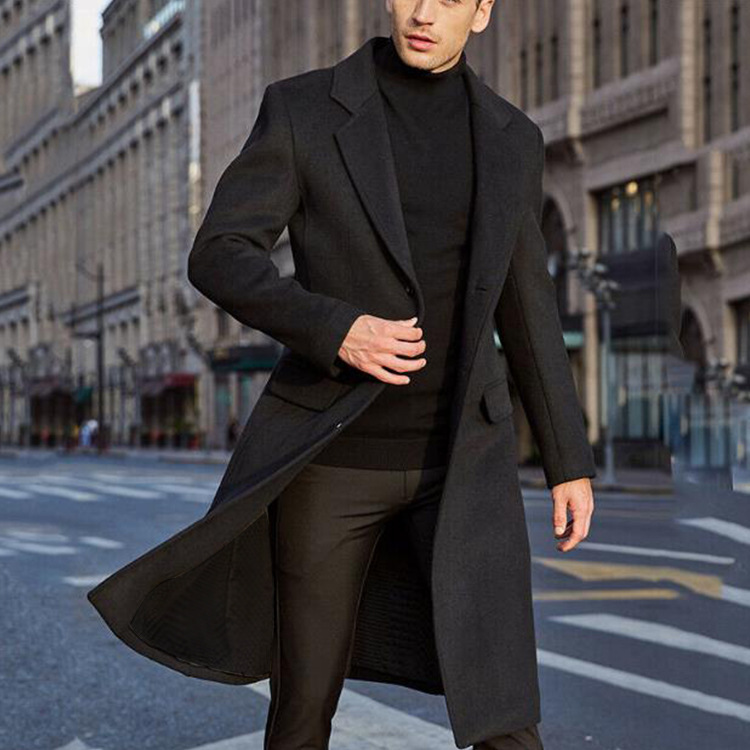 Cross-border 2022 New Foreign Trade British Men's Long Coat Woolen Coat wish Men's Woolen Coat