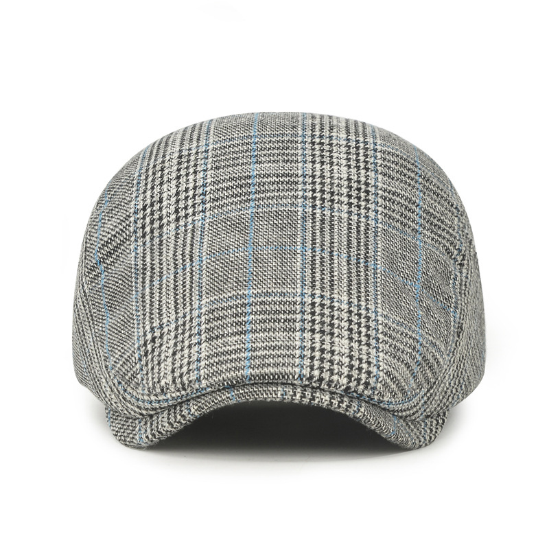 2023 new spring and summer Korean style plaid fashion comfortable bare beret men's and women's casual adjustable forward peaked cap