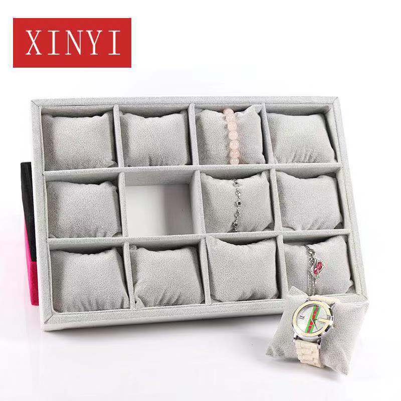 High-end all-over ice flower corduroy watch dial bracelet holder jewelry display stand loose bead storage tray jewelry tray wholesale