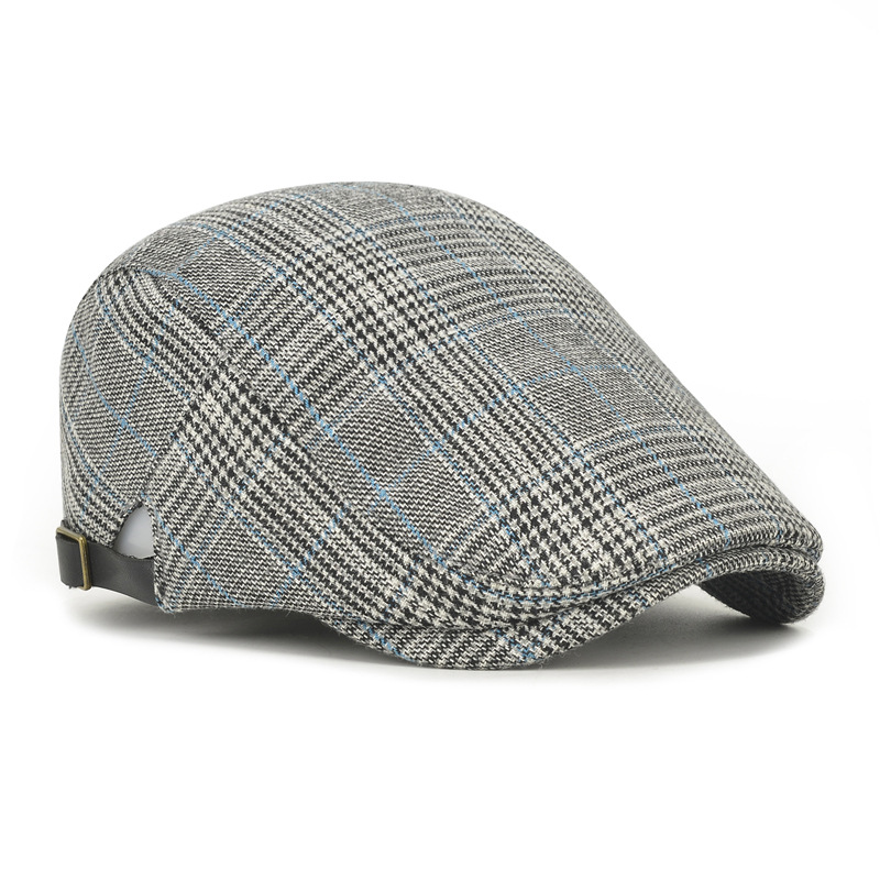 2023 new spring and summer Korean style plaid fashion comfortable bare beret men's and women's casual adjustable forward peaked cap