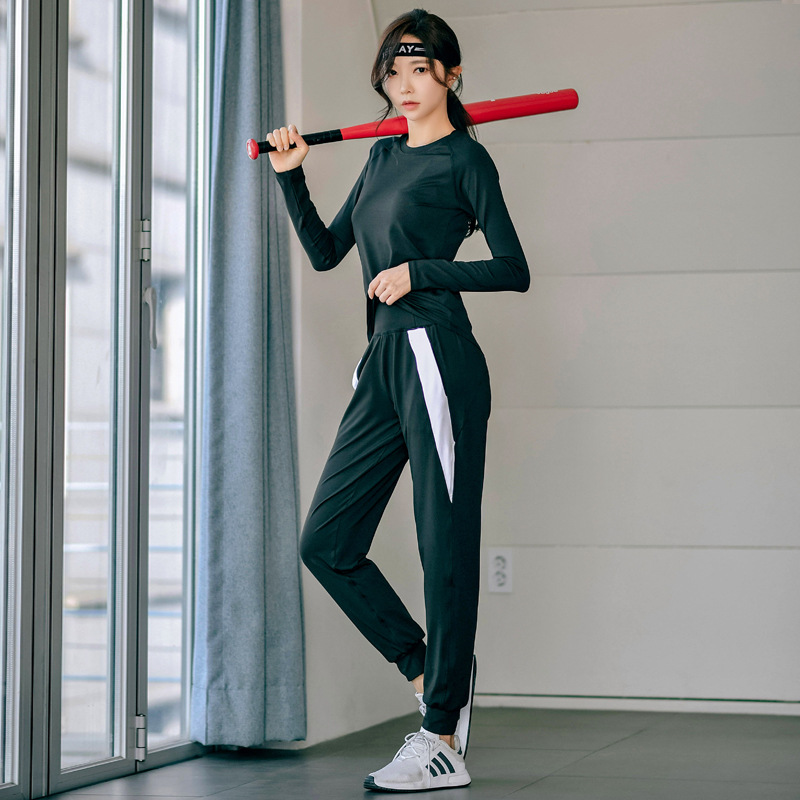 Fitness Sports Suit Women's Loose Long-sleeved Two-piece Sports Running Quick-drying Clothes Breathable Professional Autumn and Winter Yoga Suit