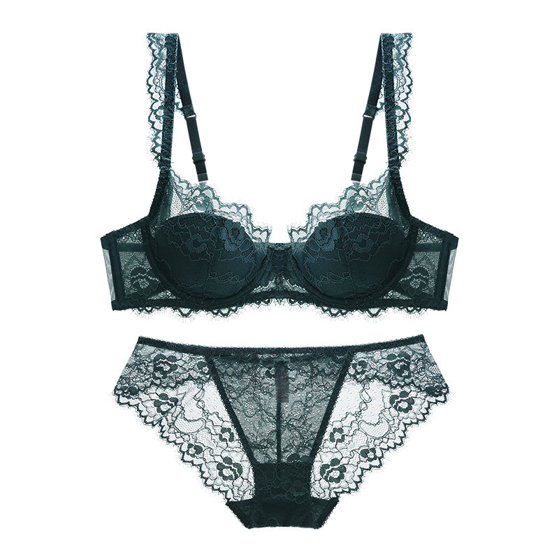 French Style Transparent Lace Bra Set_voghion.com