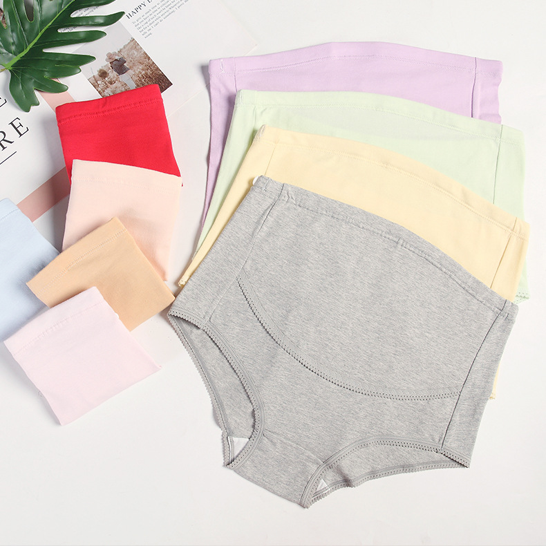 Solid color high waist maternity underwear plus size Breathable High waist belly support adjustable seamless belly support high waist underwear during pregnancy