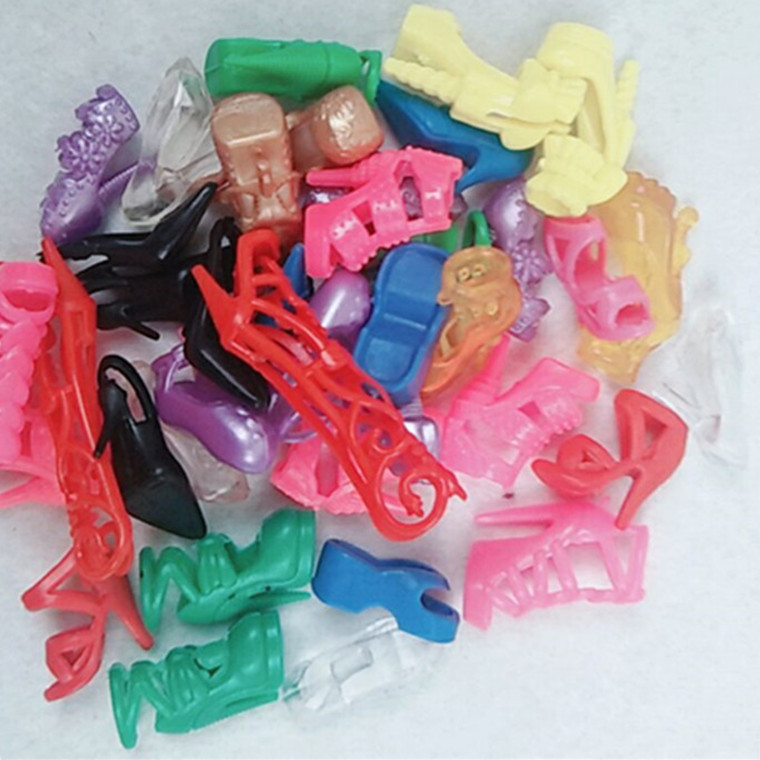 Mixed 60 pairs one pack doll dress-up toy shoes accessories high heels girl play house toy 150.71G