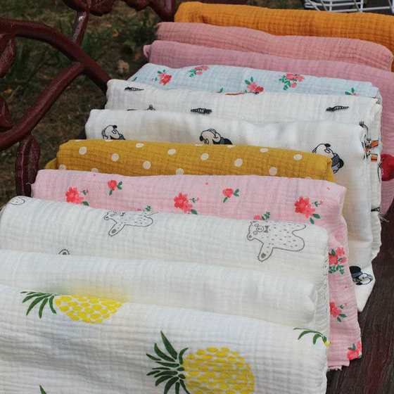 40 Cotton Crepe Double Gauze Washed Cotton Printed Cotton Texture Crepe Maternal and Infant Home Clothes Pajamas Women's Fabric
