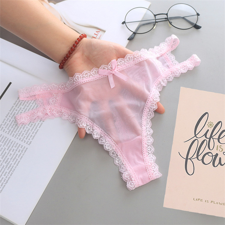 European and American original single thong sexy lace breathable hollow girl t pants mesh fashion women's underwear 1857