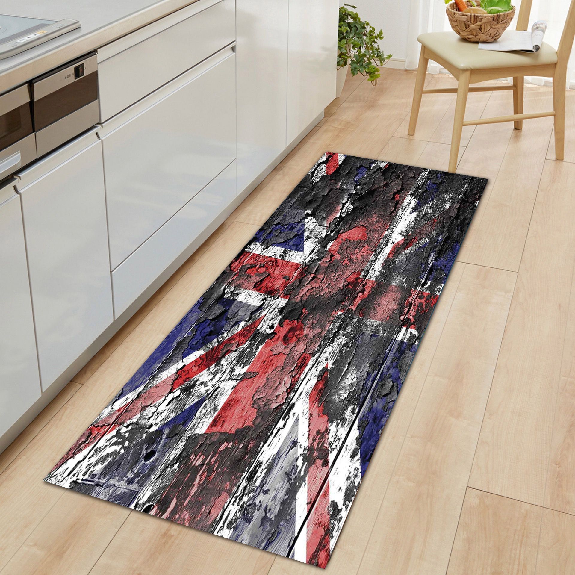 Cross-border personalized color European and American retro wood grain floor mat door non-slip foot mat absorbent home printing foot mat