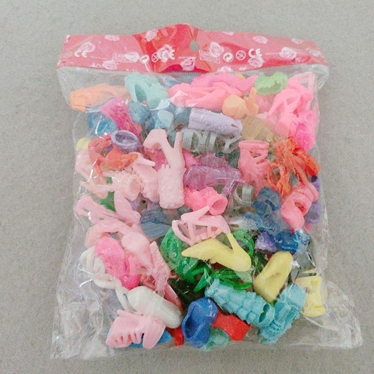 Mixed 60 pairs one pack doll dress-up toy shoes accessories high heels girl play house toy 150.71G