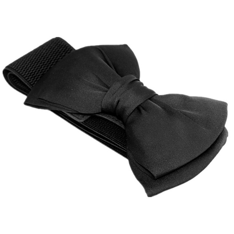 Korean version of skirt decorative belt ladies fashion chiffon bow Joker elastic wide belt a generation of hair