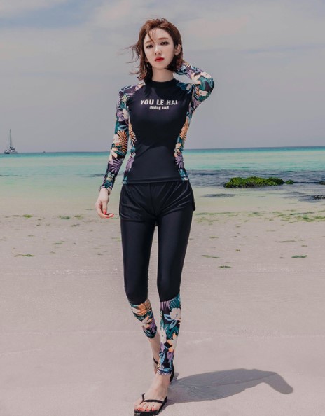 Korean Diving Suit Women's Split Long-sleeved Swimsuit Conservative Slimming Anti-sundry Surfing Snorkeling Suit Jellyfish Suit