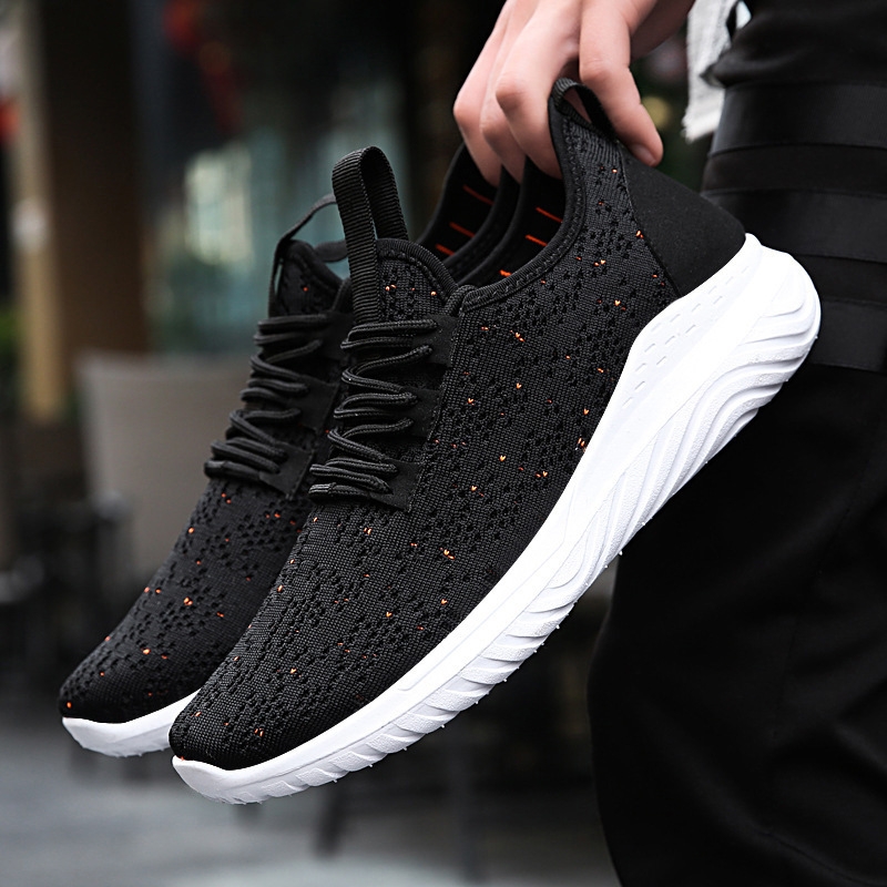 Shoes men's one-piece delivery spring new men's shoes flying woven sneaker men's trendy casual shoes men's sports style single shoes