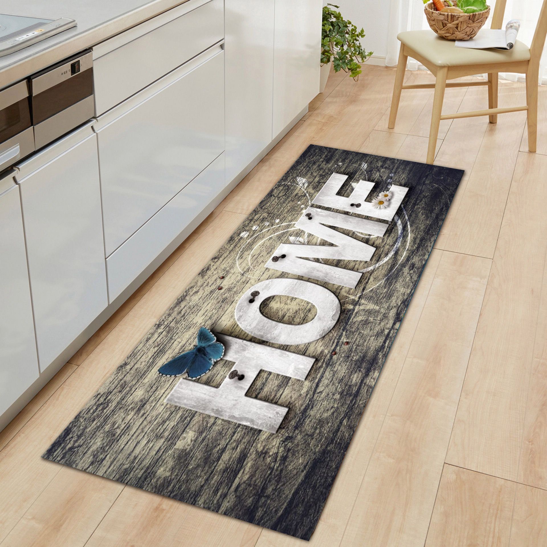 Cross-border personalized color European and American retro wood grain floor mat door non-slip foot mat absorbent home printing foot mat