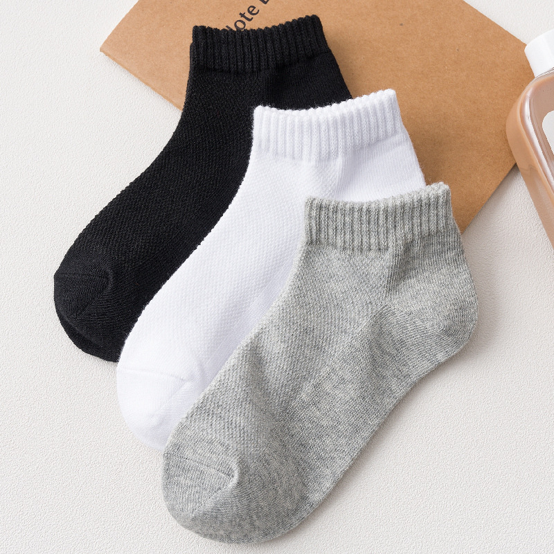 Boys Short Socks Cotton Summer Mesh Thin Little Boy Tube Large Children Pure White Student Socks Spring and Autumn Children's Socks