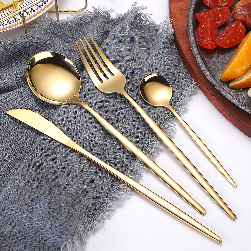 Нож из нержавеющей стали, вилка и ложка костюм Amazon Tableware золотой нож для стейка и вилка трансграничный португальский нож, вилка и ложка набор из четырех предметов