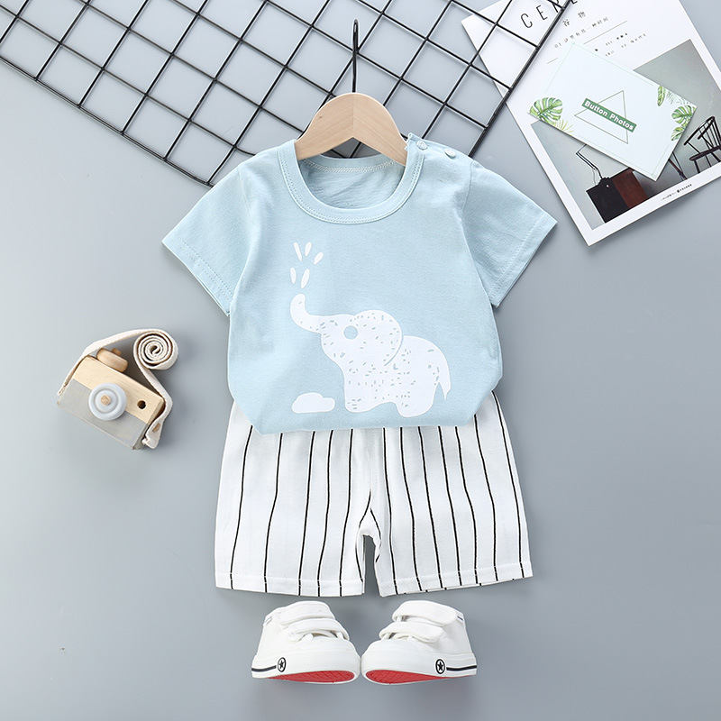 Children's short sleeve suit cotton summer baby clothes Korean girls summer T-shirt boys clothing children's clothing wholesale
