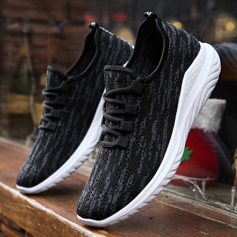Shoes men's one-piece delivery spring new men's shoes flying woven sneaker men's trendy casual shoes men's sports style single shoes