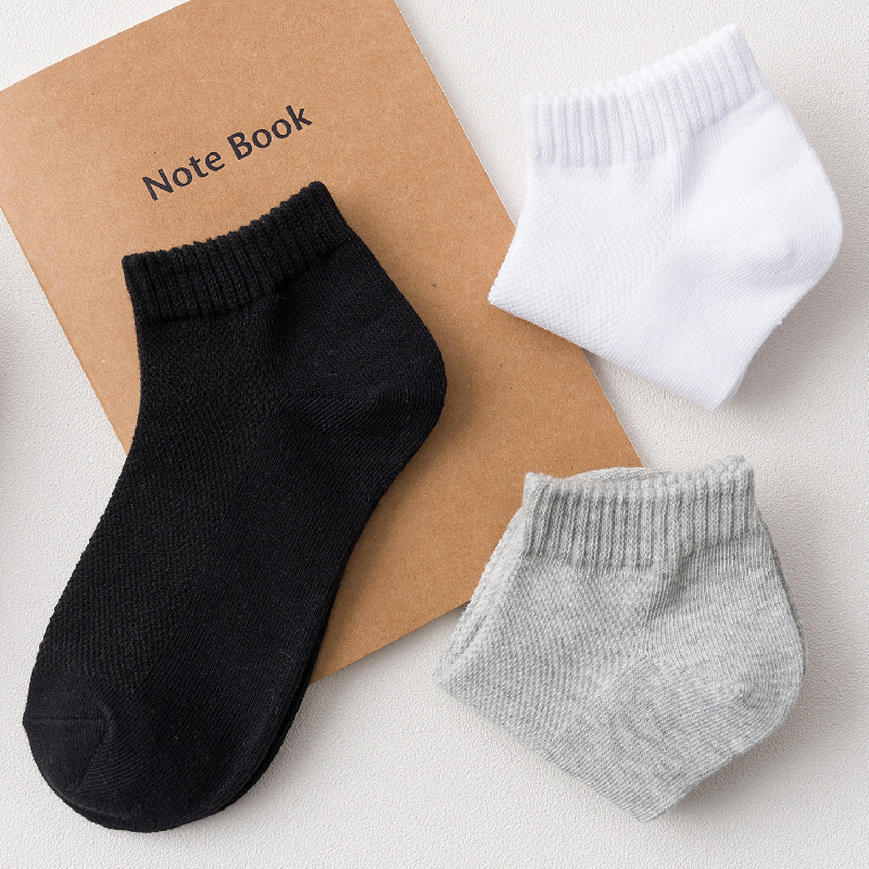 Boys Short Socks Cotton Summer Mesh Thin Little Boy Tube Large Children Pure White Student Socks Spring and Autumn Children's Socks
