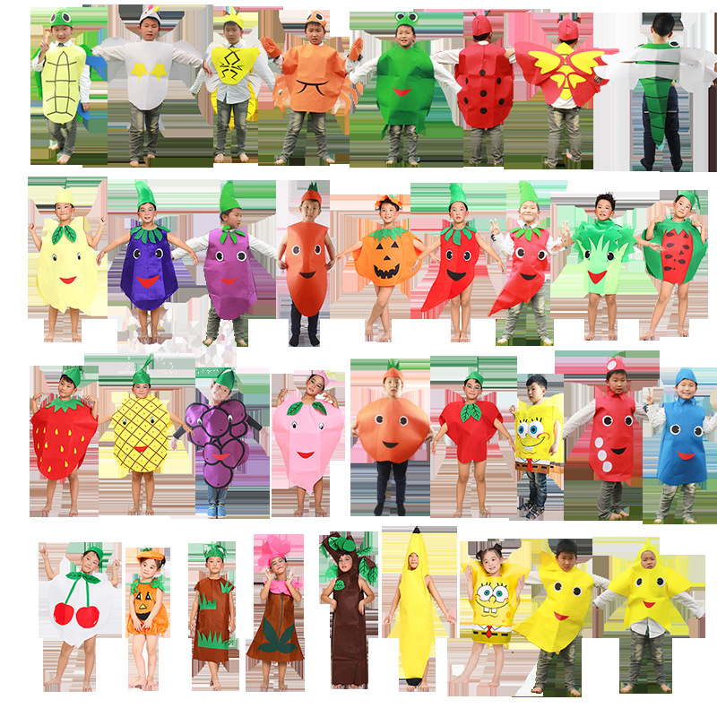 Parent-Child Kindergarten Children's Day Show Performance Clothing Handmade Creative DIY Fruit Clothing Environmental Protection Clothing
