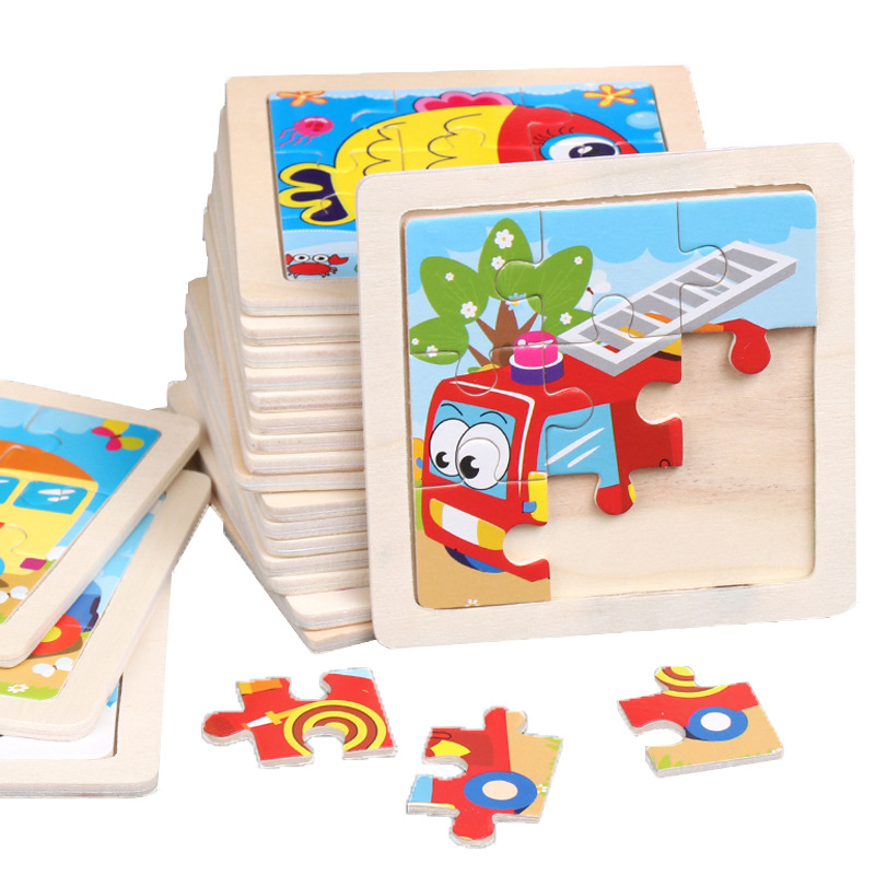 9 pieces of wooden children's jigsaw puzzle toys for children's early childhood education educational cartoon animal transportation cognitive jigsaw puzzle wholesale
