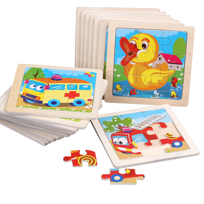9 pieces of wooden children's jigsaw puzzle toys for children's early childhood education educational cartoon animal transportation cognitive jigsaw puzzle wholesale