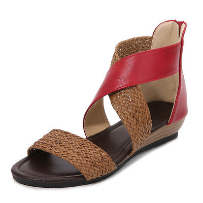 ladies shoes ethnic style sandals women's bohemian style woven wedge women's sandals retro Roman shoes