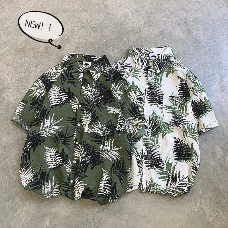 Flower shirt men's short sleeve vetiver Korean style loose summer retro 2019 trendy plus size women's handsome Hawaii