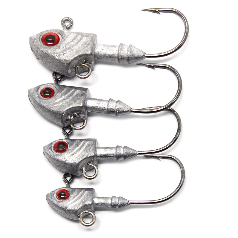 Wholesale Luya fish hook fish head hook 3.5G-33g lead head hook fish-shaped lead head hook pointed mouth hook Soft Bait Hook