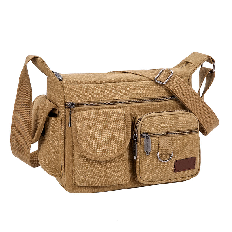 Canvas Bag Men's shoulder bag casual trendy men's bag Express Men's bag outdoor backpack large capacity crossbody shoulder bag