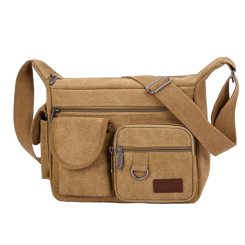 Canvas Bag Men's shoulder bag casual trendy men's bag Express Men's bag outdoor backpack large capacity crossbody shoulder bag