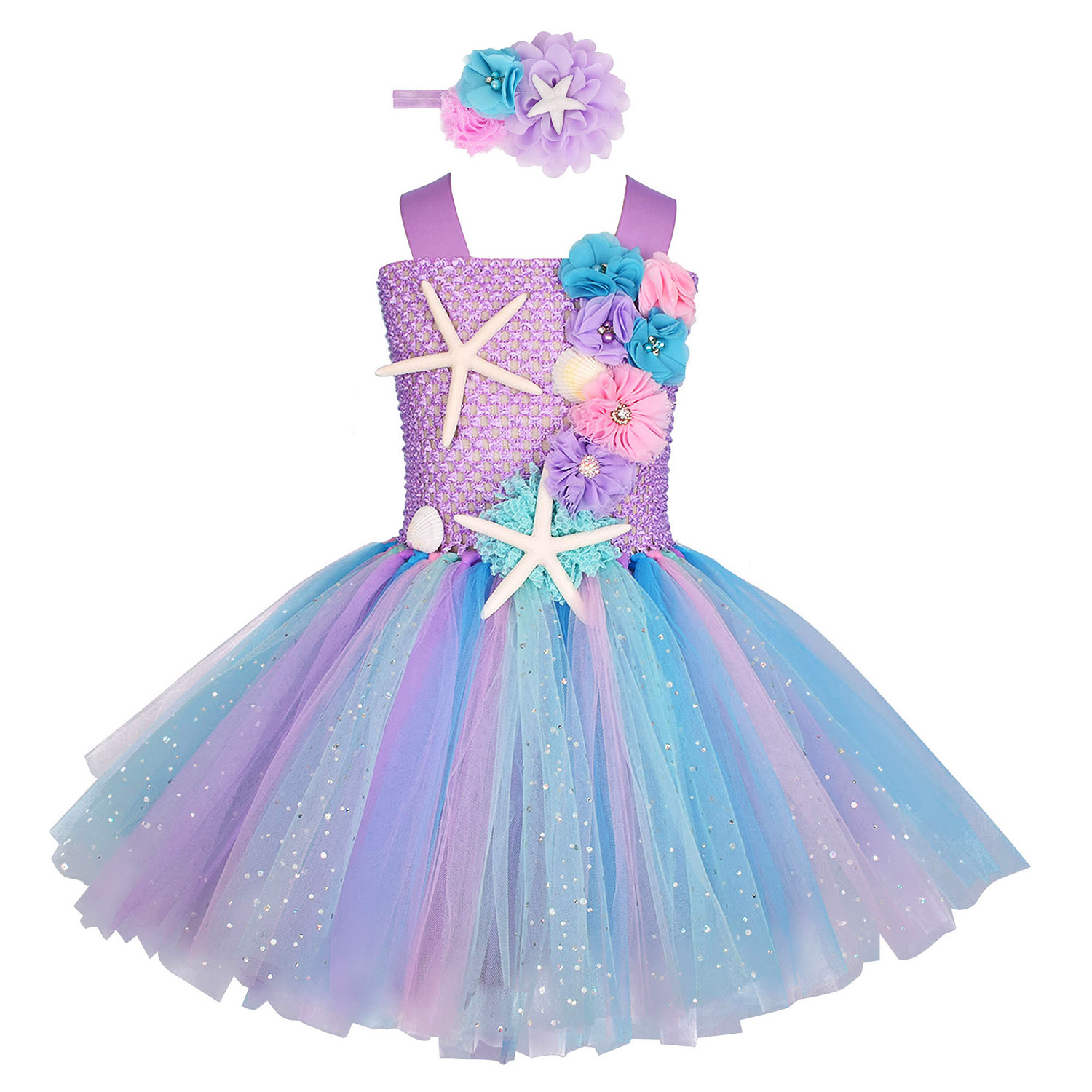 Mermaid Ariel Princess dress with Hair Strap dress Girls Clothing Children's Clothing Wholesale tutu dress