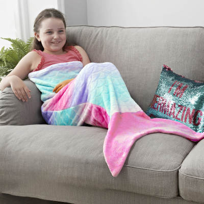 ins popular shark blanket mermaid children sleeping bag blanket mermaid tail double flannel wholesale