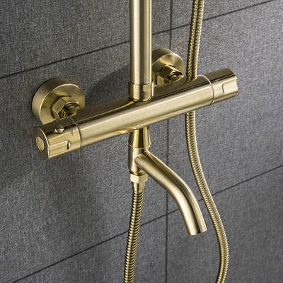 Blue Whale Yiyu Brushed Gold Constant Temperature Shower Shower Set Bathroom All Copper Sprinkler Household Nordic Golden Shower