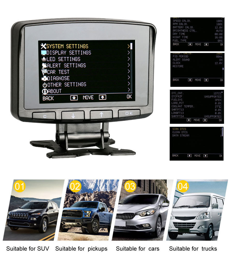 Car HUD head-up display car trip computer OBD digital car head-up multi-function instrument display
