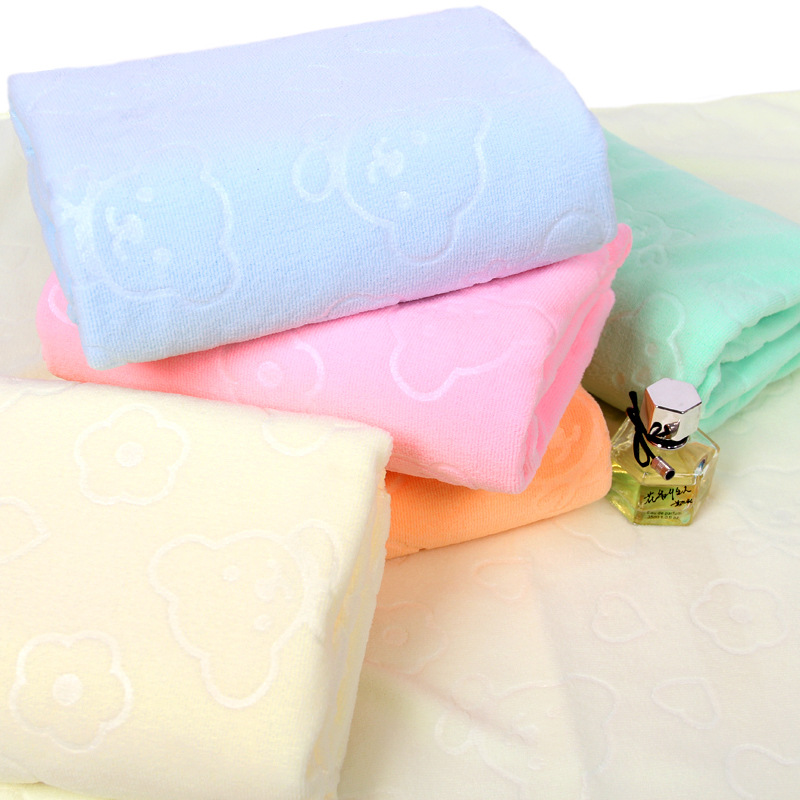 Factory Dingzhi Microfiber Absorbent Bath Towel Face Washing Household Towel Face Towel Bear Embossed Adult Bath Towel