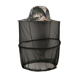 Outdoor fishing sunshade big eaves folding anti-mosquito cap multi-functional sunscreen beekeeping hat mesh shawl anti-bee mask