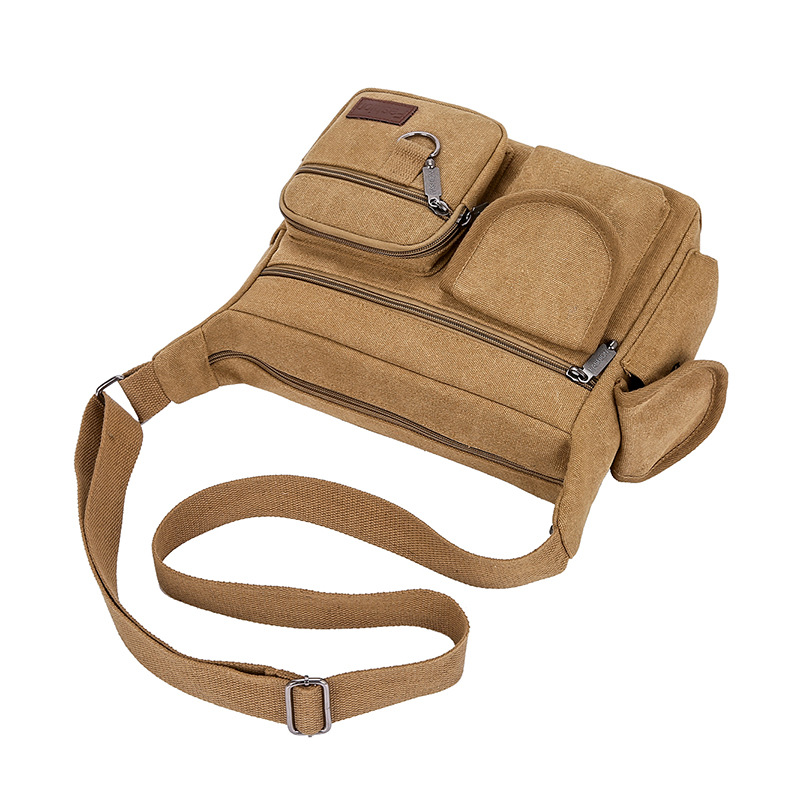 Canvas Bag Men's shoulder bag casual trendy men's bag Express Men's bag outdoor backpack large capacity crossbody shoulder bag