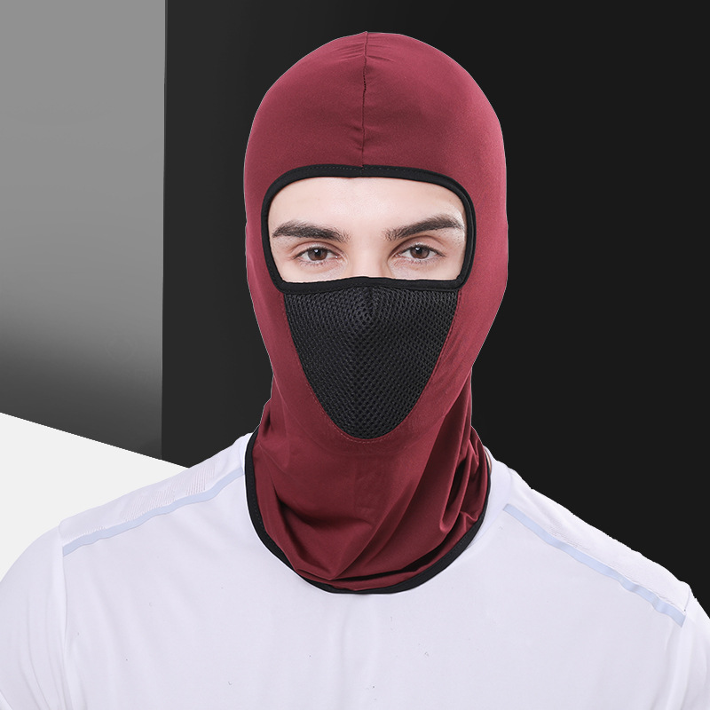 Spring and summer neck protection integrated sunscreen UV protection camouflage ice silk cap mesh breathable riding head cover