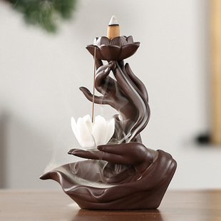 Factory direct spring new bergamot Lotus Heart creative backflow censer purple sand sandalwood burner home accessories ornaments