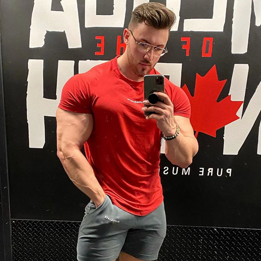Muscle fitness big short sleeve running casual brothers T-shirt cotton summer and autumn quick-drying clothes a generation of hair