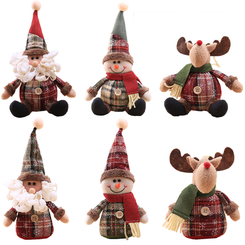 Christmas tree decorations cartoon dolls snowflake plaid dolls Christmas tree ornaments children's holiday gifts