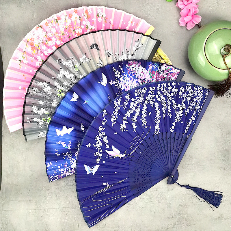 Yixiao Er Qing Fan Factory Direct Hanfu Antique Fan Chinese Style Ladies Yixiao Fan Silk Bamboo Fan Wholesale