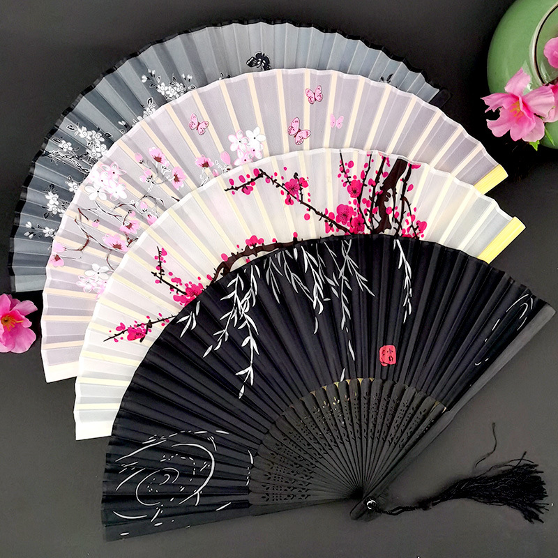 Yixiao Er Qing Fan Factory Direct Hanfu Antique Fan Chinese Style Ladies Yixiao Fan Silk Bamboo Fan Wholesale