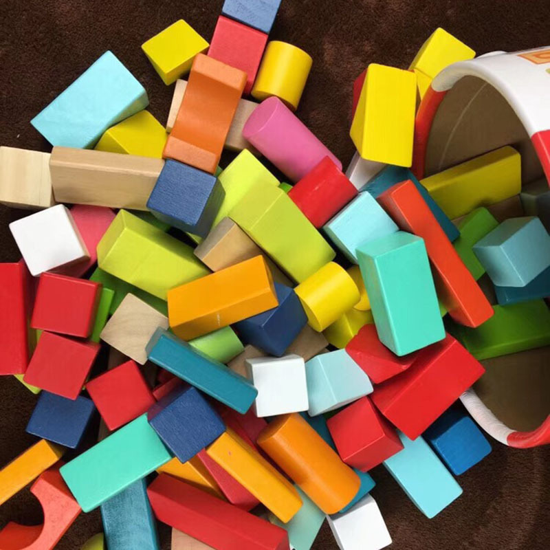 Wooden Children's Building Blocks Wooden Particles Assembled Boys Baby Toys Educational Early Education Intelligence Kindergarten Gifts