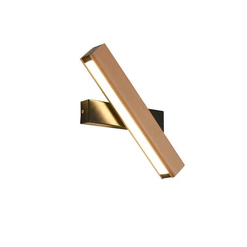 LED solid wood wall lamp minimalist bedroom bedside lamp long bar hotel room lamp rotatable bedside reading wall lamp