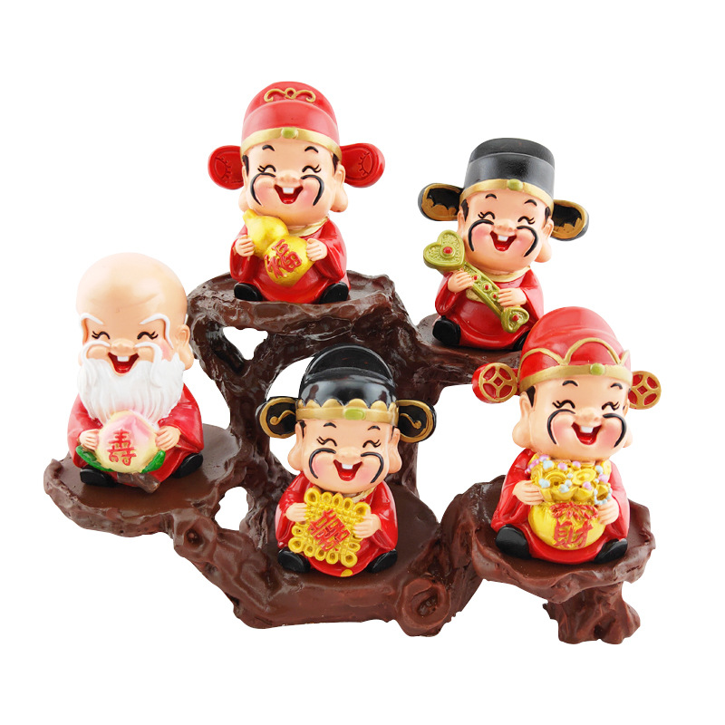 Cartoon God of Wealth Five-Way God of Wealth Decoration Home Decoration Chinese-Style Business Gift Five-Sage King Decoration God of Wealth Decoration