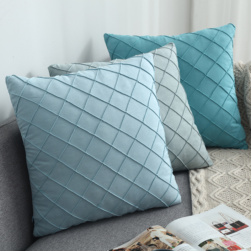 ins Nordic suede plaid car cushion bedside sofa pillow pillow cover cross-border home fabric supplies