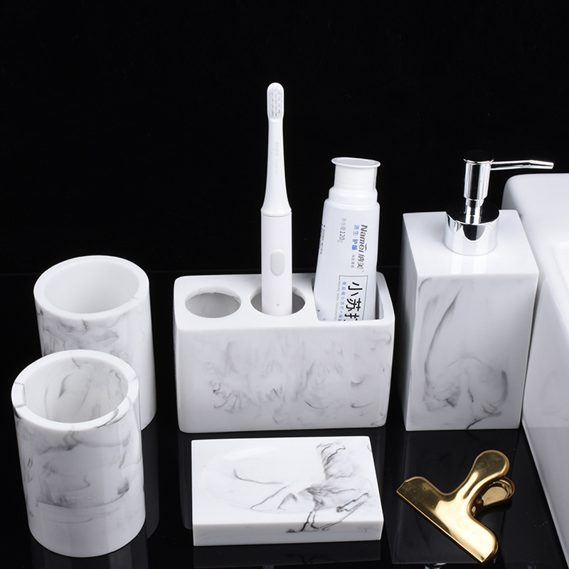 Creative resin bathroom five-piece set high-end hotel bathroom wash suit Nordic bathroom supplies suit